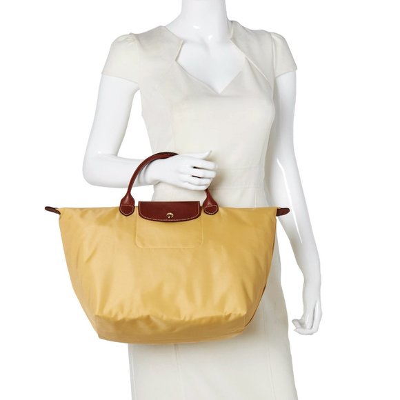 ❤️ NWT LONGCHAMP Le Pliage Type M Medium Short Handle Tote CURRY Yellow AUTHENTC - Picture 3 of 16